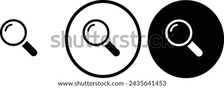 icon search black outline for web site design 
and mobile dark mode apps 
Vector illustration on a white background