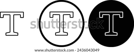icon text black outline for web site design 
and mobile dark mode apps 
Vector illustration on a white background