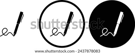 icon signature black outline for web site design 
and mobile dark mode apps 
Vector illustration on a white background