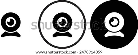 webcam icon set black outline for web site design 
and mobile dark mode apps 
Vector illustration on a white background