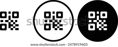 icon QR Code black outline for web site design 
and mobile dark mode apps 
Vector illustration on a white background