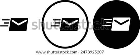 icon Send Mail black outline for web site design 
and mobile dark mode apps 
Vector illustration on a white background