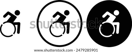 icon wheelchair black outline for web site design 
and mobile dark mode apps 
Vector illustration on a white background