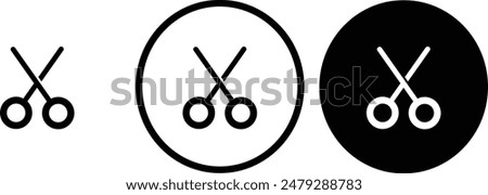 icon cut scissor  black outline logo for web site design 
and mobile dark mode apps 
Vector illustration on a white background