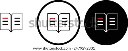 icon Thesaurus black outline for web site design 
and mobile dark mode apps 
Vector illustration on a white background