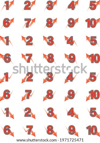 A set of numbers and arrows from 1 to 10