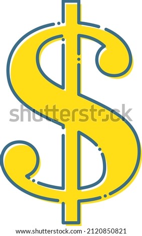 Dollar mark with a yellow edging
