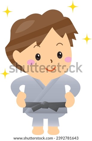 Illustration of a smiling person wearing a judo or karate uniform