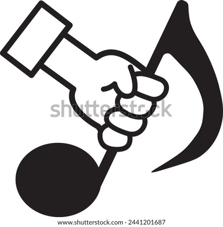 Illustration of a hand holding musical notes