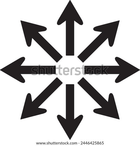 Eight monochrome arrows spreading outward