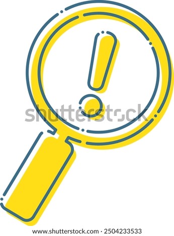 Dashed magnifying glass and exclamation mark