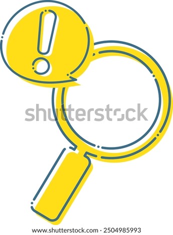 Dashed magnifying glass and exclamation mark