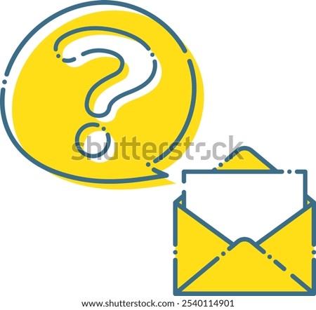 Simple dashed letter, stationery and question mark illustration