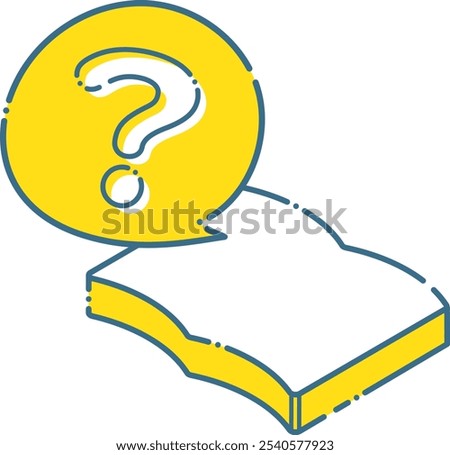 Question mark and simple notes, dashed frame of book