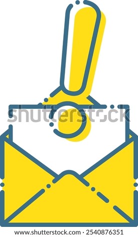 Simple dashed line letter, stationery and exclamation mark illustration