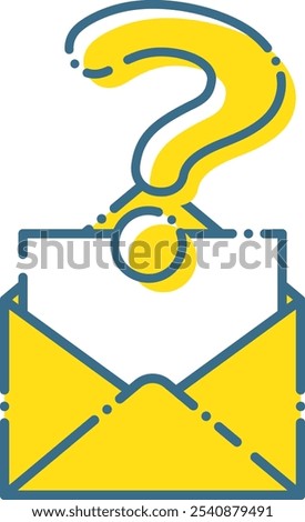 Simple dashed letter, stationery and question mark illustration