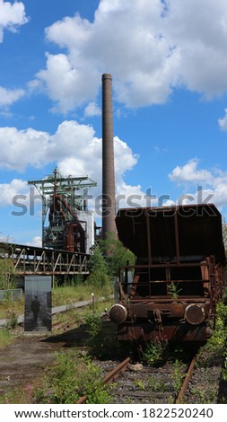 Similar – Image, Stock Photo Steel mill, colliery , blast furnaces with exhaust pipes . Steel production