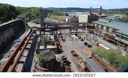 Similar – Image, Stock Photo Steel mill, colliery , blast furnaces with exhaust pipes . Steel production