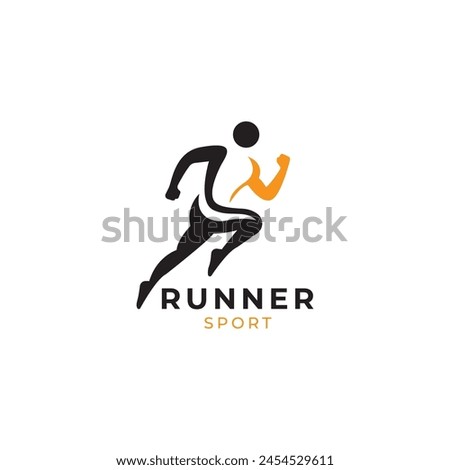 Running athlete logo design, sprint or track runner concept, vector illustration