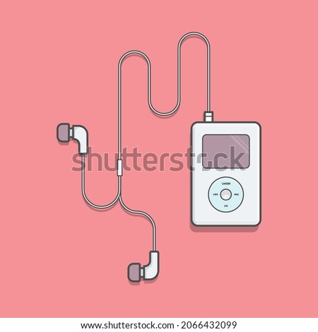 Ipod audio music player with headset vector illustration