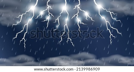 Landscape Background Illustration Of A Thunderstorm On Raining Sky