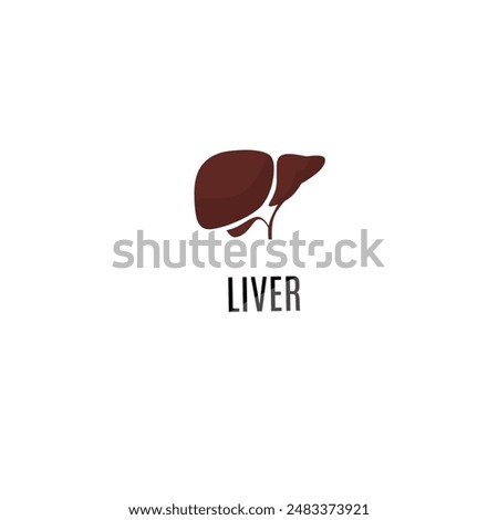 Liver.Internal organ of human body.Silhouette type vector image for medical and healthcare use.Simple icon of liver with short text.Flat style logotype icon for website, applications and design.
