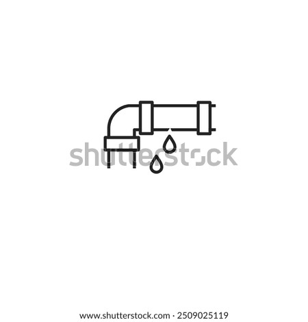 Leaked pipe. Damaged pipe. water flows from iron pipes. Water dripping as droplets from leakage. Fix pipe, Plumber icon flat vector illustration isolated on white background. Flat trendy icon