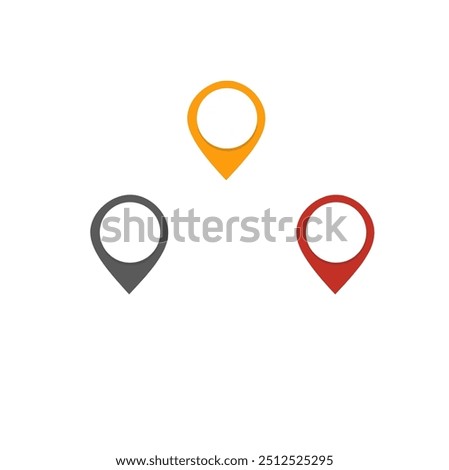 Set of three navigation pointer. Location or map pin icon symbol. vector illustration.location pointer. Pin code icon of the geolocation map. 