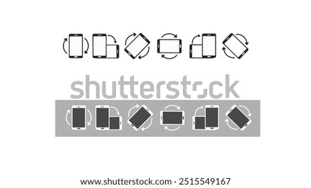 Smartphone rotation sign line icon. Different rotation gesture.Rotate Mobile phone. Device rotation symbol. Turn your device. Rotate smartphone,icon set vector illustration for web site or mobile app