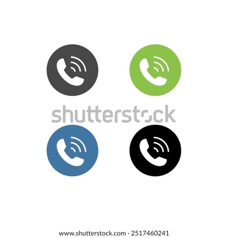 Four different phone receiver filled icon.Phone icon vector. Telephone icon symbol isolated. Call icon