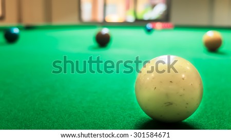 Opening Frame of Snooker Game with Only Focus on Used White Ball