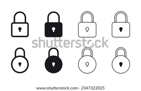 Minamlistic locks vector icon set. Round and square locks icons.