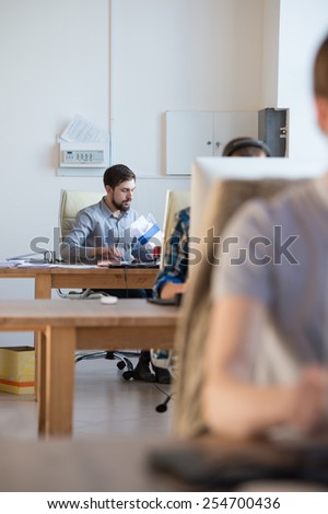 People working in office with computers. Office life