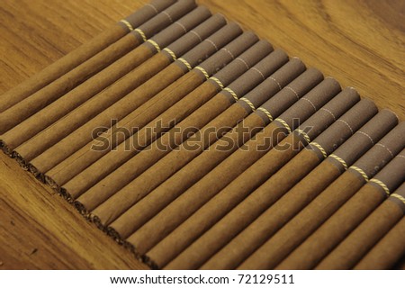 Closeup Photo Of Luxury Aromatic Brown Cigarettes On Wooden Background ...