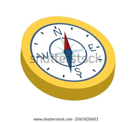 Illustration compass. The compass is golden, with the image of the directions and the wind rose. Illustration of a compass