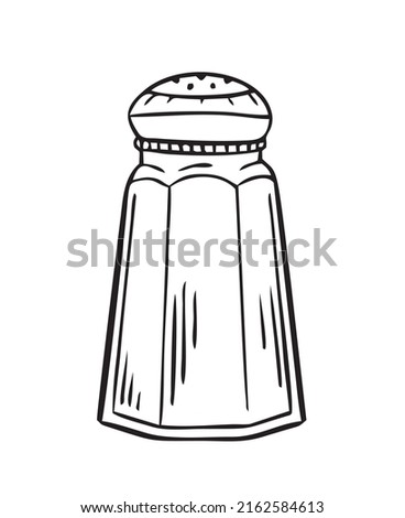 Salt and pepper shaker hand-drawn. Kitchen utensils doodle. Vector 