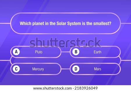 A template of questions and answer options for a quiz on a purple background. Test, exam, questions for a TV show. Vector illustration 