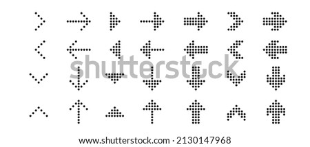 Dotted arrows vector icons set. Arrow cursor direction indicator symbol