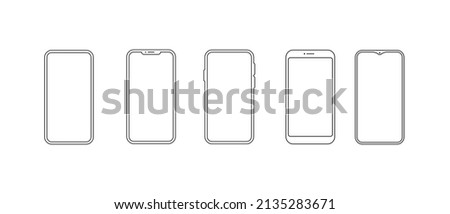 Mobile phone mockup vector illustration. Smartphone outline simple modern design