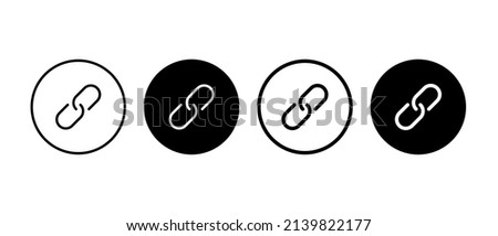 Link vector icons set. Internet URL, web page hyperlink chain symbol in circle