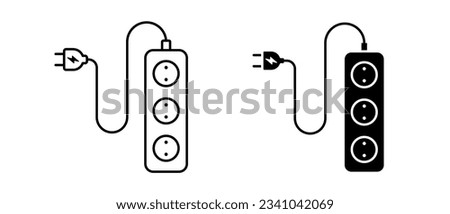 Electric socket vector icon set. Cable network filter symbol