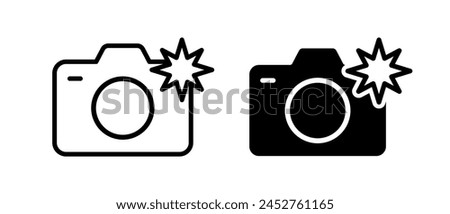 Camera flash icon vector set. Photo camera symbol