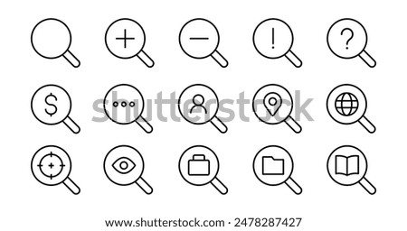 Search icon vector set. Magnifying glass symbol