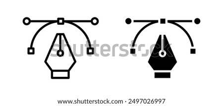 Design element icon vector set. Bezier tools symbol