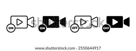 On or off video camera icon vector set. Virtual Meeting symbol