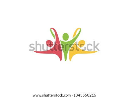 Creative Colorful Three People Logo Design Vector Symbol Illustration