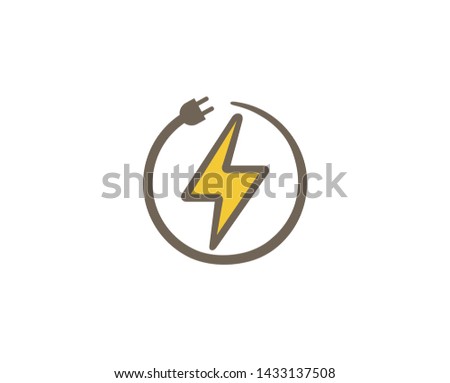 Creative Bolt Thunder Flash Plug Cable Circle Logo Design Symbol Vector Illustration