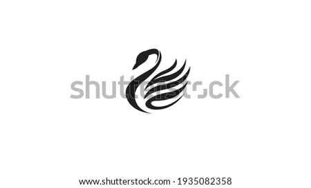 Creative Black Abstract Swan Logo Design Illustration