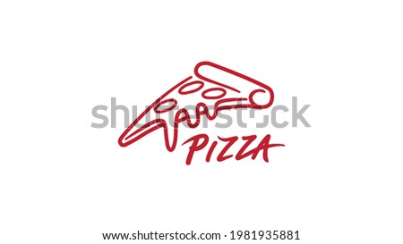 Creative Red Slice of Pizza Cheese dripping  Letter Logo Vector Design Symbol