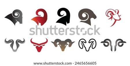 creative abstract ram horn head bighorn head collection set logo vector symbol	